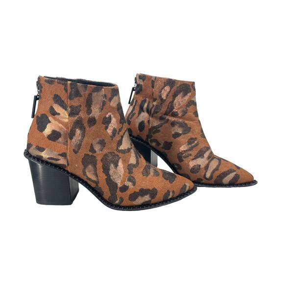 Kat Maconie Metallic Animal Print Heeled Ankle Boot Sz 7 Western Leather Party - Picture 2 of 9